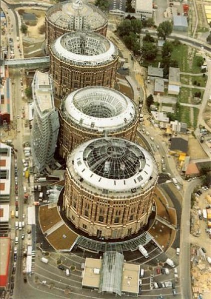 living spaces inside old gasometers