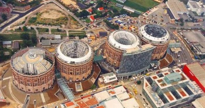 living spaces inside old gasometers