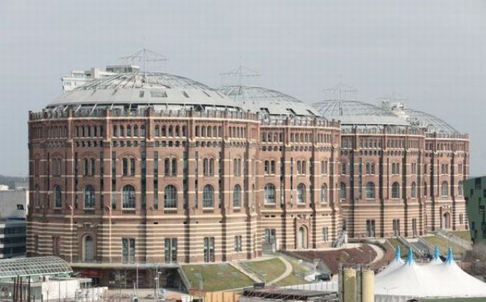 living spaces inside old gasometers