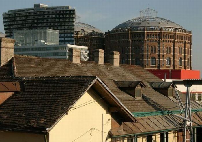 living spaces inside old gasometers