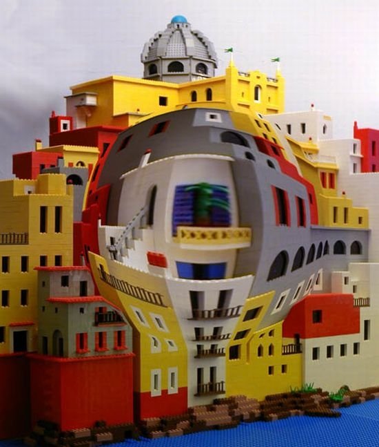 M.C. Escher art recreated using lego bricks