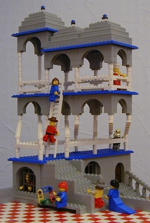 M.C. Escher art recreated using lego bricks