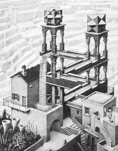 M.C. Escher art recreated using lego bricks