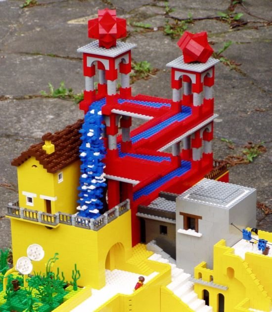 M.C. Escher art recreated using lego bricks