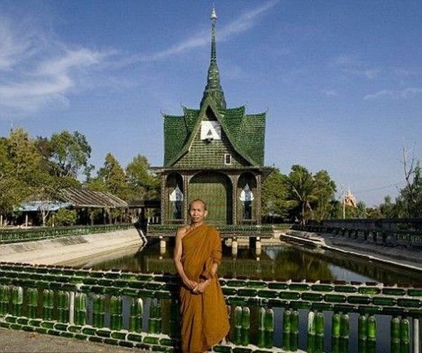 Temple built out of beer bottles, Thailand