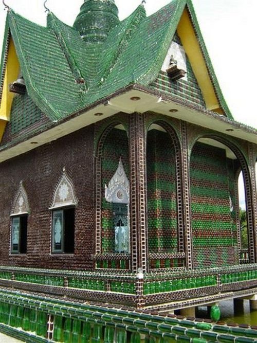 Temple built out of beer bottles, Thailand