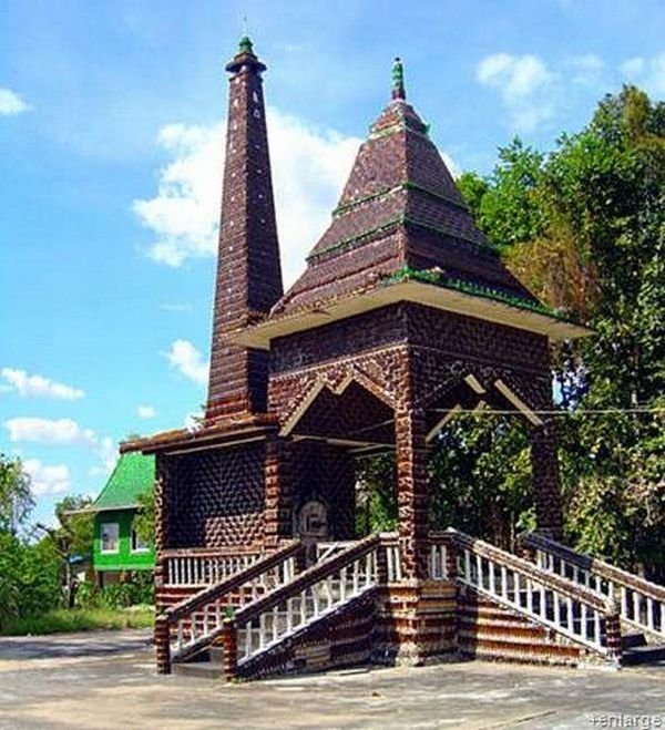 Temple built out of beer bottles, Thailand