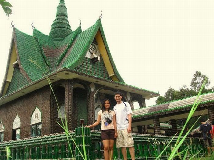 Temple built out of beer bottles, Thailand