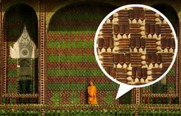 Temple built out of beer bottles, Thailand