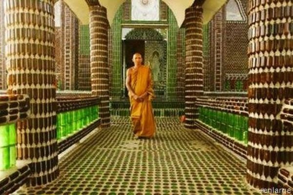 Temple built out of beer bottles, Thailand