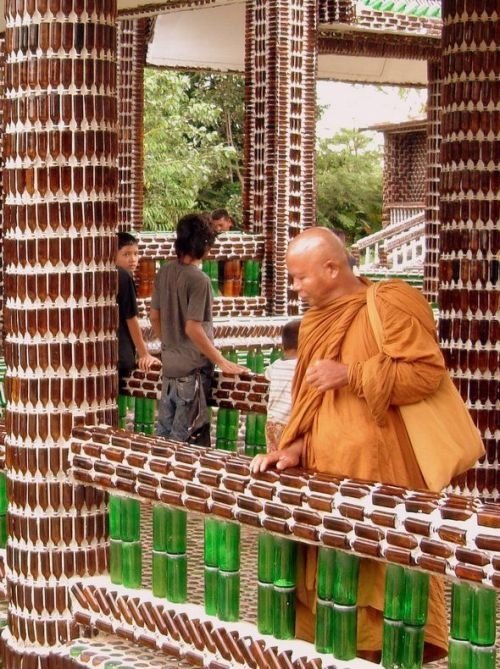 Temple built out of beer bottles, Thailand