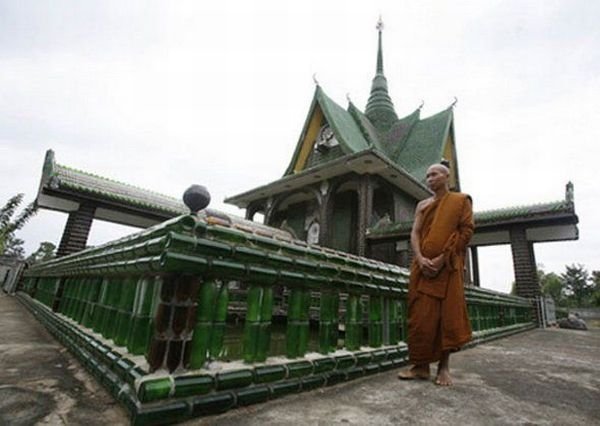 Temple built out of beer bottles, Thailand