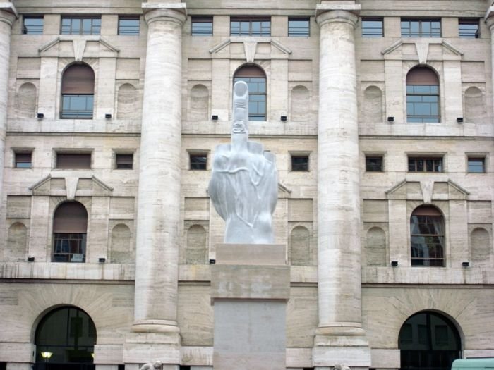 Middle finger by Maurizio Cattelan, Milan, Italy