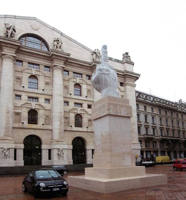 Middle finger by Maurizio Cattelan, Milan, Italy