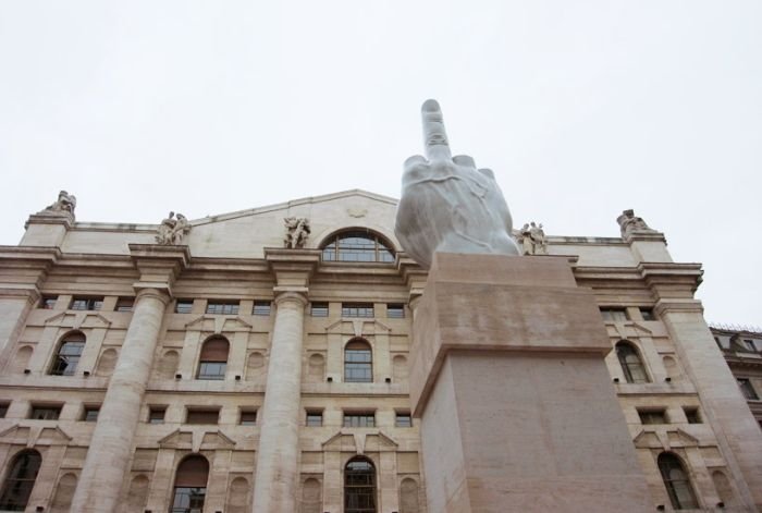 Middle finger by Maurizio Cattelan, Milan, Italy