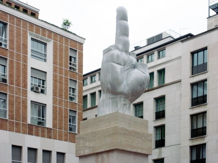 Middle finger by Maurizio Cattelan, Milan, Italy