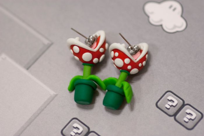 super mario series piranha plant earrings