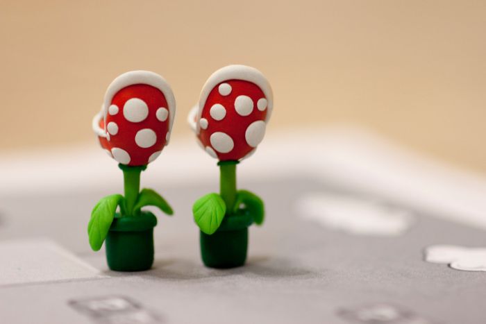 super mario series piranha plant earrings