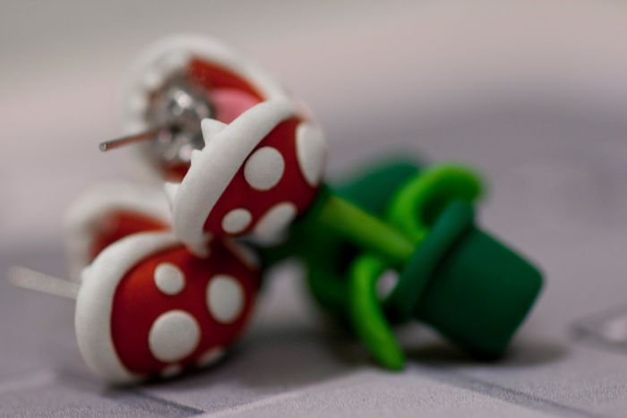 super mario series piranha plant earrings