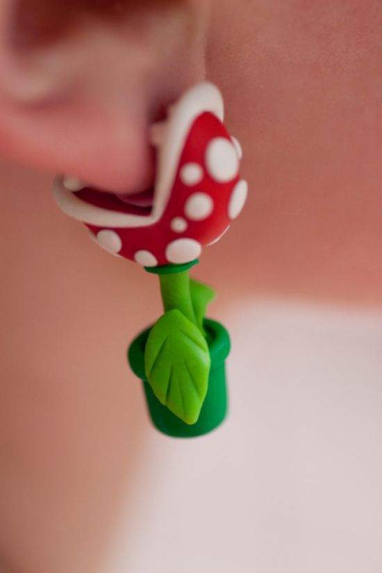 super mario series piranha plant earrings