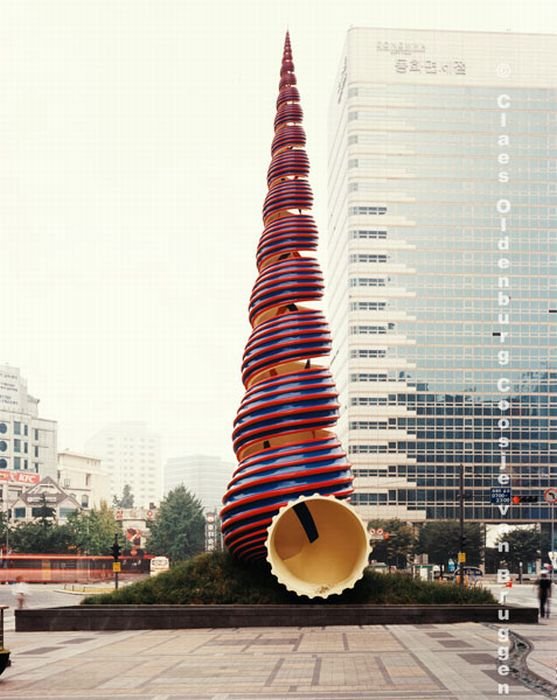 Giant World replicas by Claes Oldenburg