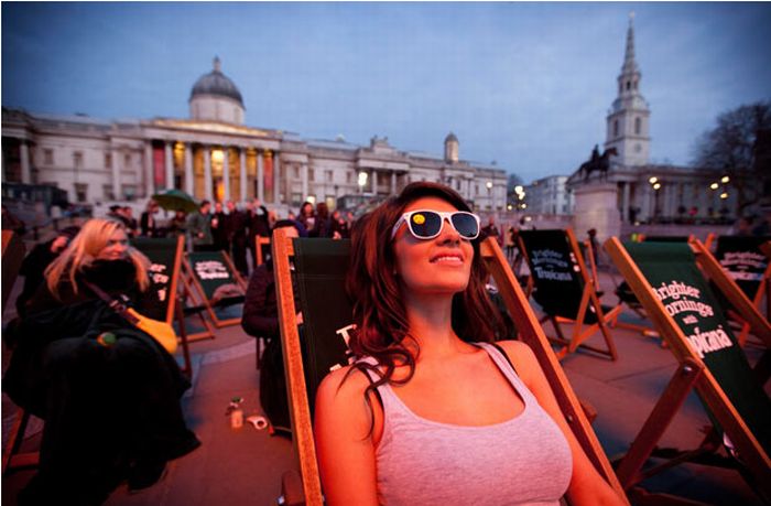 Tropicana Sun art installation in Trafalgar Square, London, England, United Kingdom