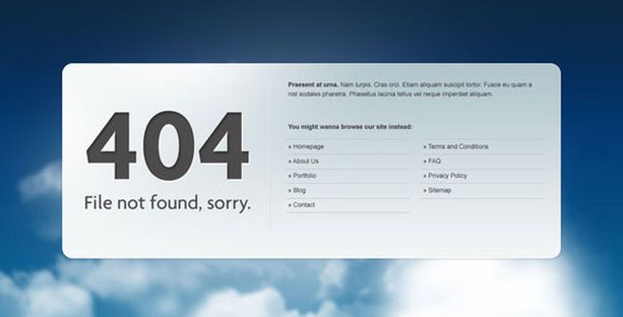 HTTP 404 error page