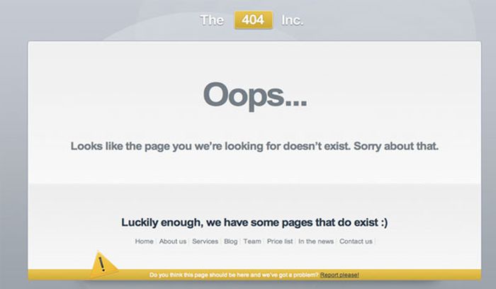 HTTP 404 error page