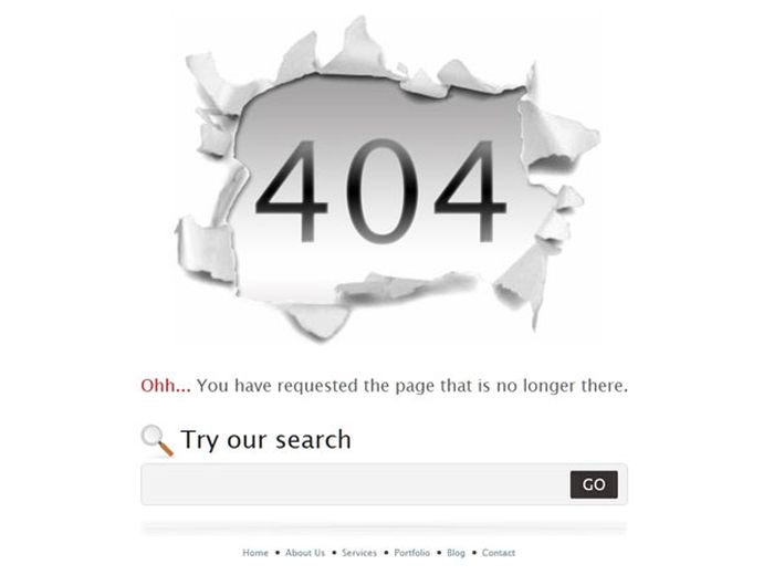 HTTP 404 error page