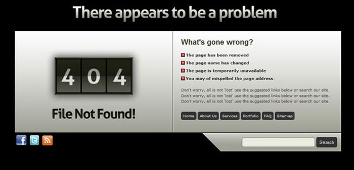 HTTP 404 error page