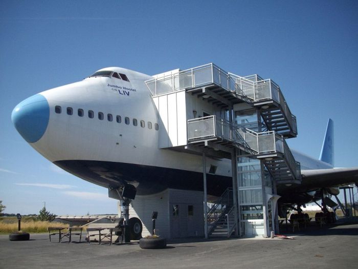 Jumbo Hostel in 747-200 jetliner, Arlanda Airport, Stockholm, Sweden