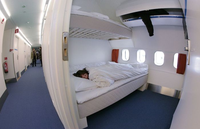 Jumbo Hostel in 747-200 jetliner, Arlanda Airport, Stockholm, Sweden