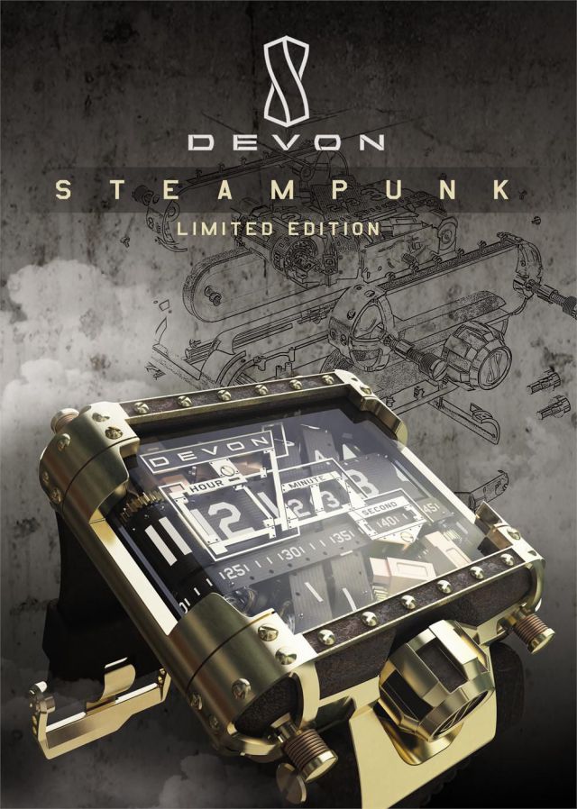 Devon Works Tread 1 Steampunk limited edition wristwatch by Devon Works LLC