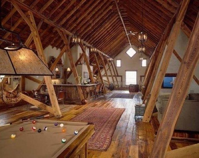 attic loft space below the roof