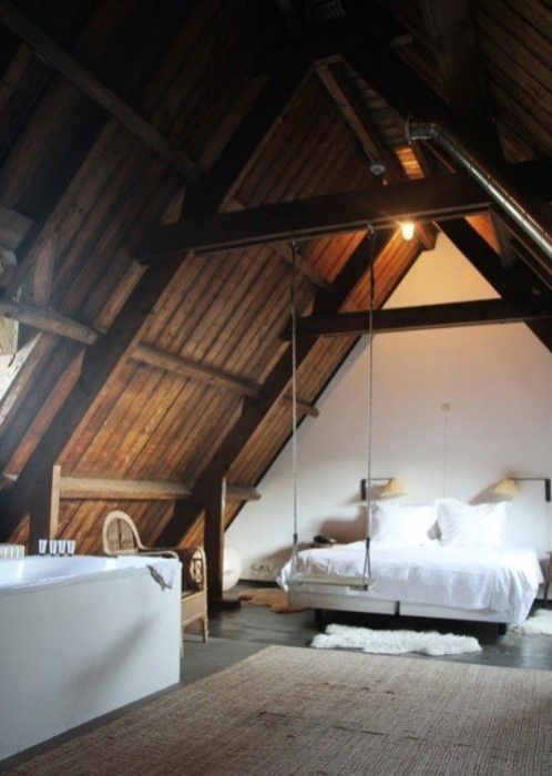 attic loft space below the roof