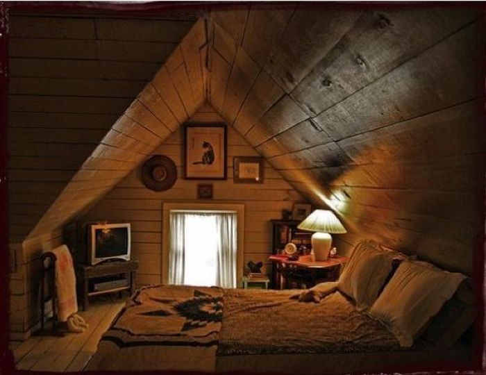 attic loft space below the roof