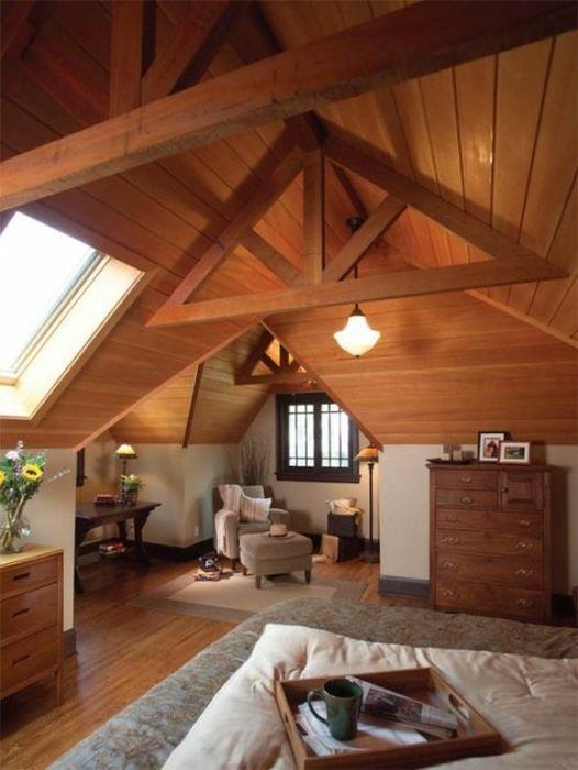 attic loft space below the roof