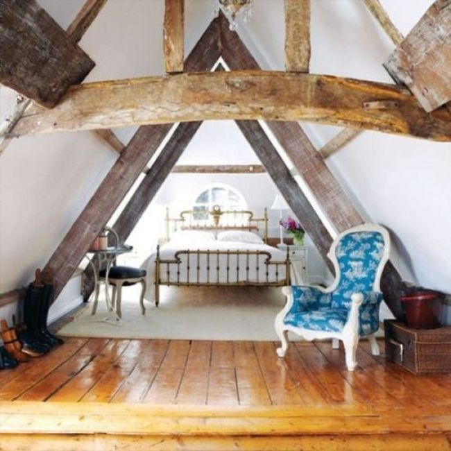 attic loft space below the roof