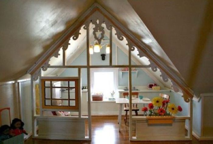 attic loft space below the roof