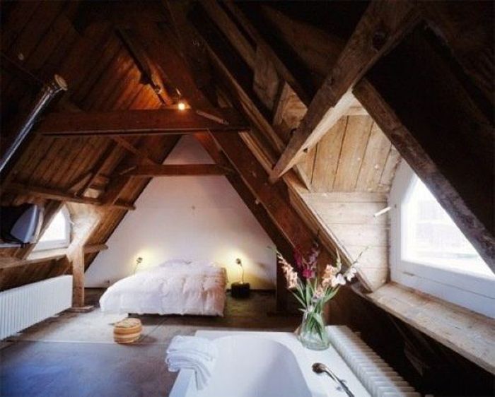 attic loft space below the roof