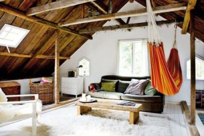 attic loft space below the roof