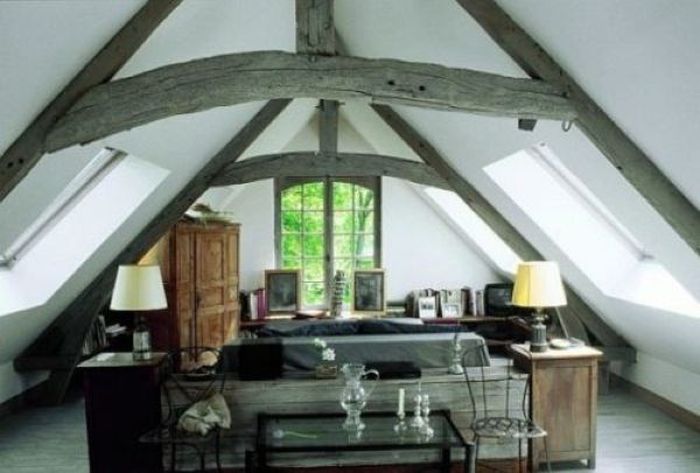 attic loft space below the roof