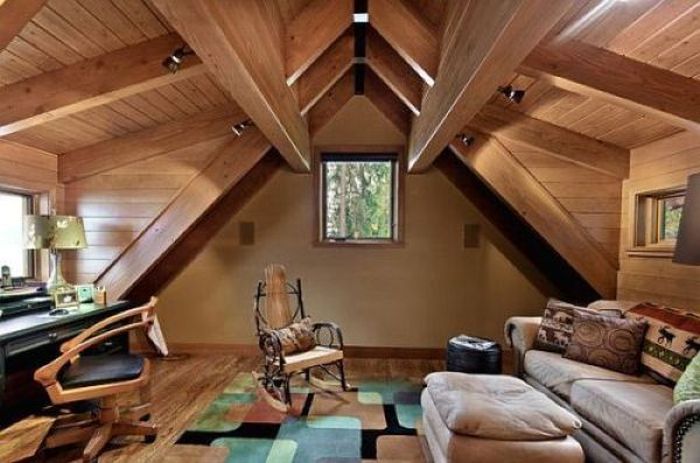 attic loft space below the roof