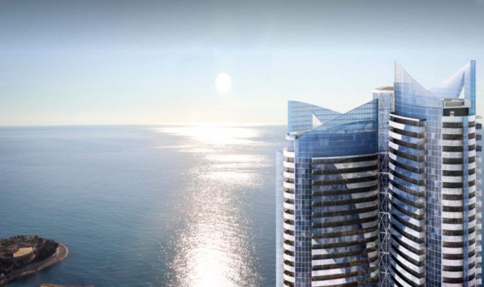 Odeon Tower by Alexander Giraldi, Larvotto beach, Ligurian Sea, Monaco