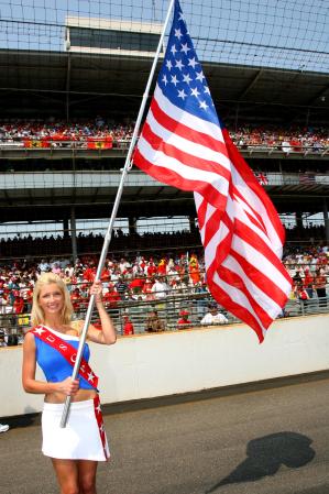 Usa Gp Grid Girl With American Flag Indianapolis 2006-07-02