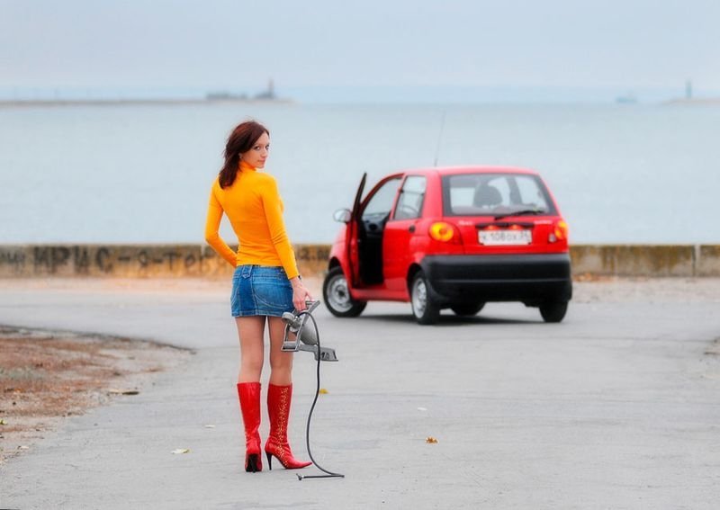 girl with a car