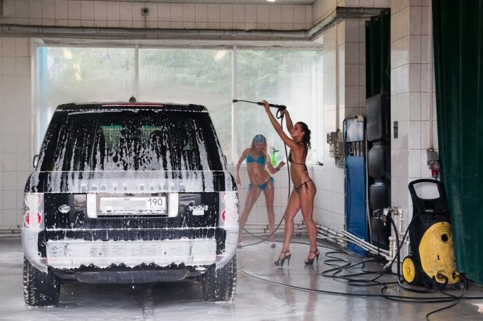 Bikini car wash, Moscow, Russia