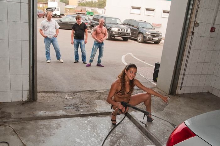 Bikini car wash, Moscow, Russia