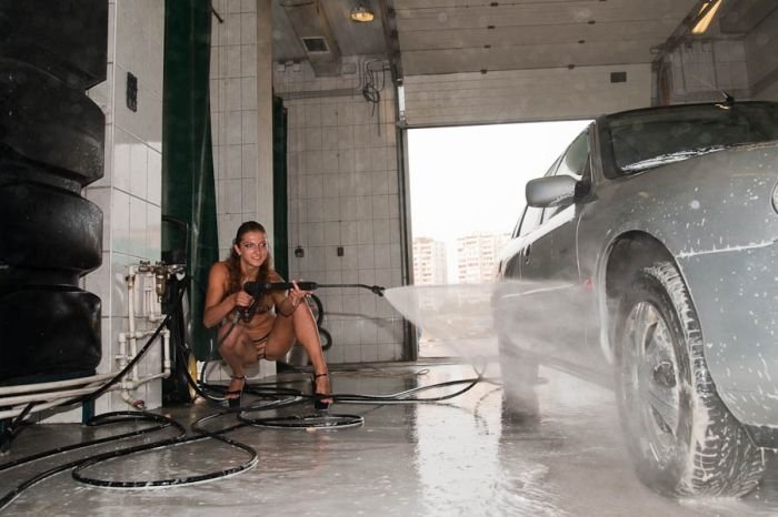 Bikini car wash, Moscow, Russia