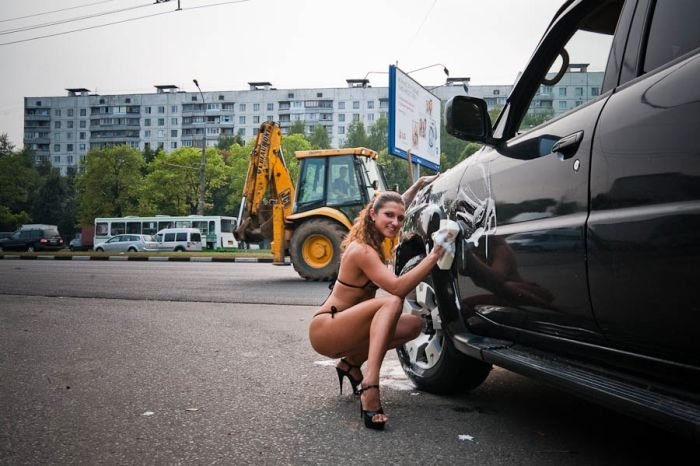 Bikini car wash, Moscow, Russia